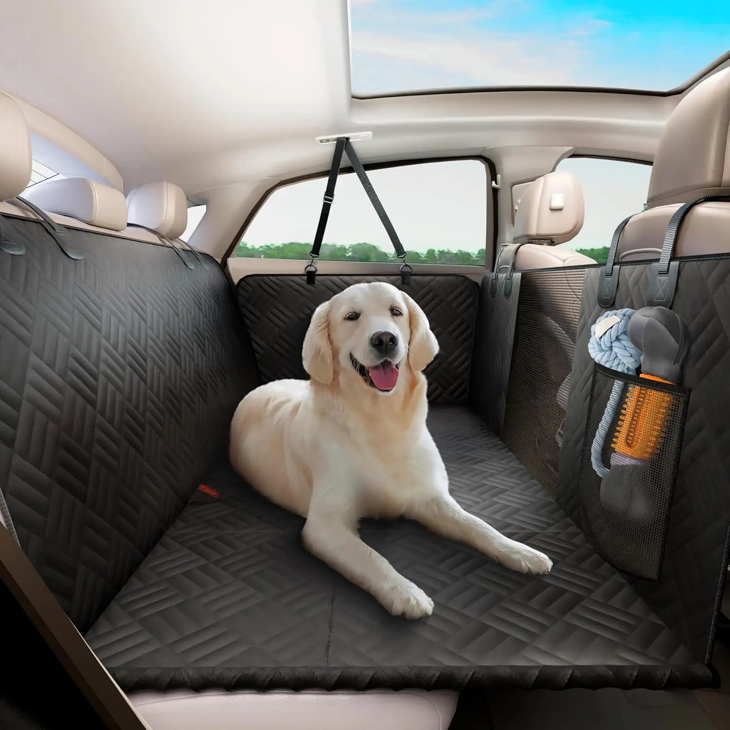 Car Rear Seat Dog Hammock Cover 600D Heavy Duty Extender