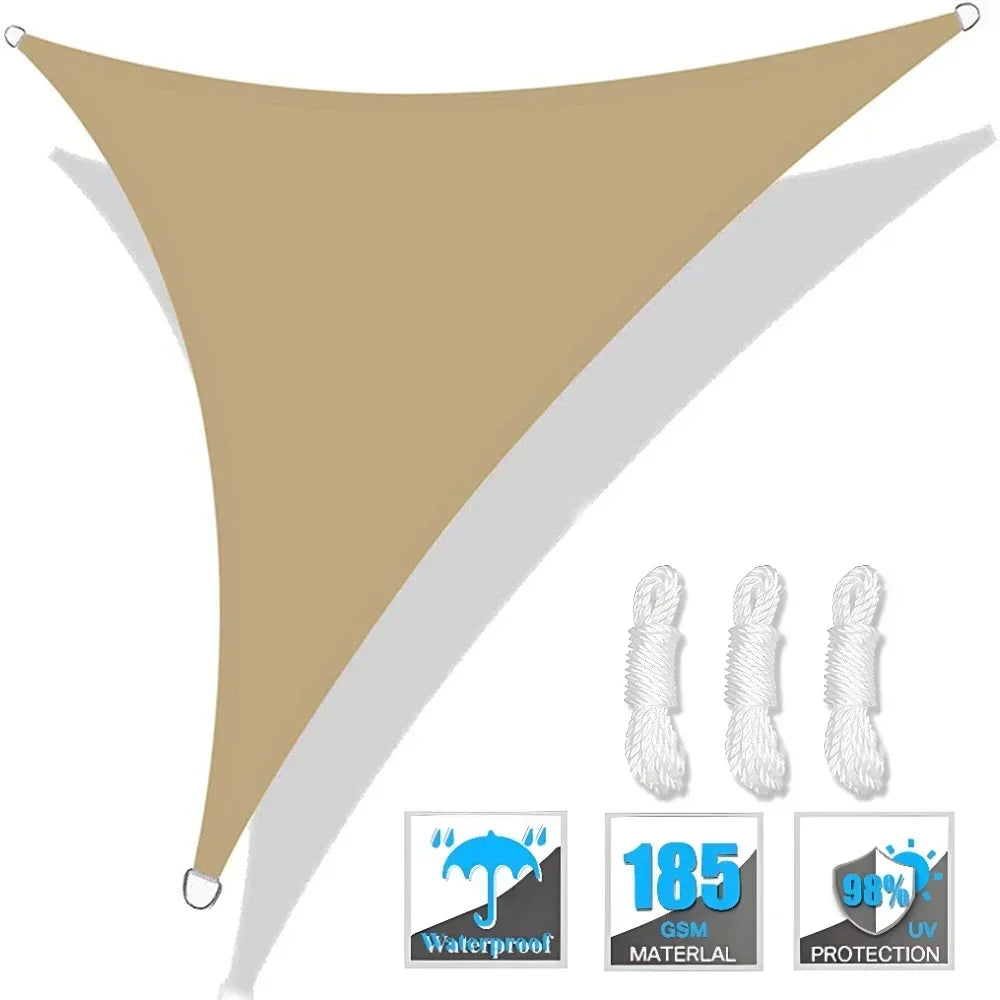 Triangle Sun Shade Sail Canopy UV Block Sunsail With Rope