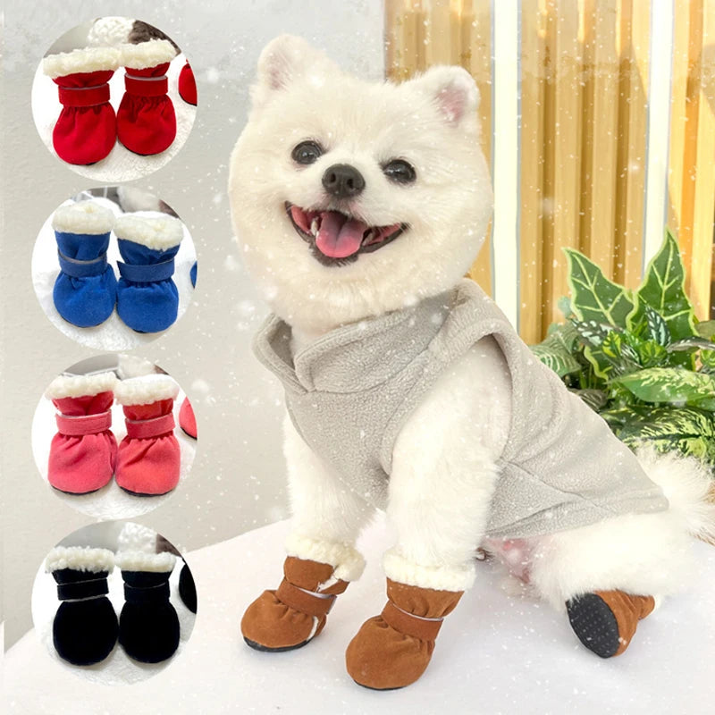 NONECN Winter Waterproof Dog Boots 4 Pack Non Slip Pet Shoes For Dogs