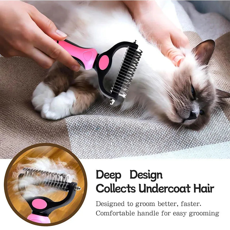 Deshedding Brush for Dogs and Cats Self Cleaning Grooming Tool
