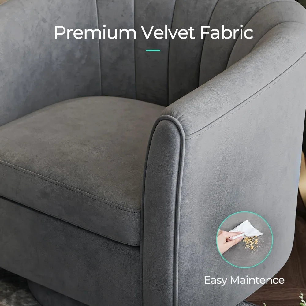 Velvet Modern Swivel Accent Chair With Ottoman Set