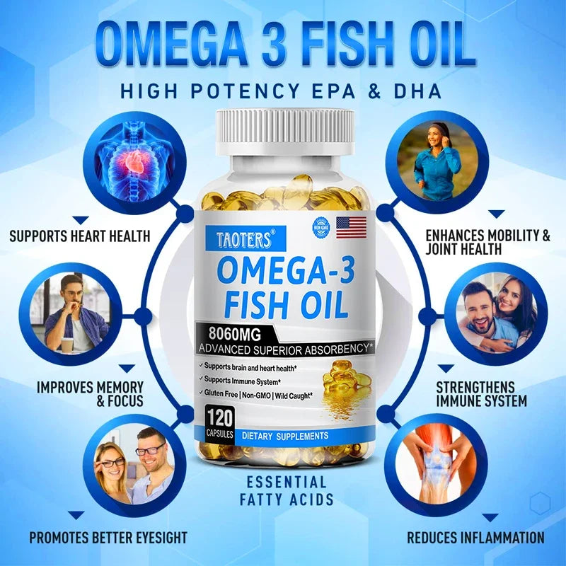 Taoters Fish Oil Omega 3 Supplement For Eyes Joints Skin Brain Immune Health