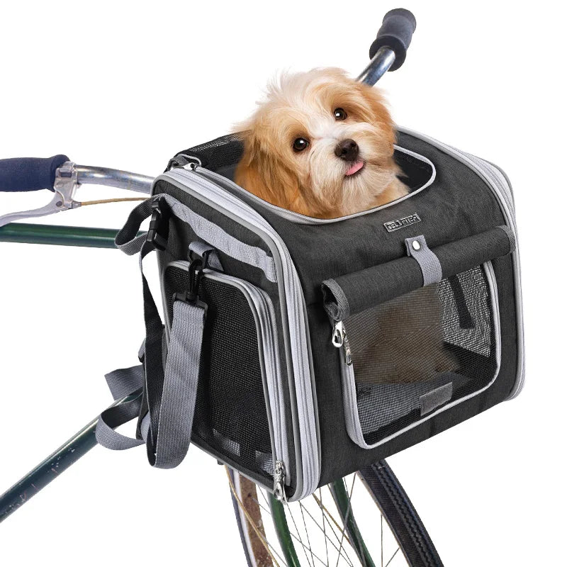 Foldable Expandable Soft Sided Pet Carrier Backpack For Bike Travel