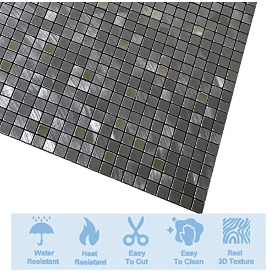 Peel and Stick Aluminum Backsplash 10 Piece 3D Wall Panels
