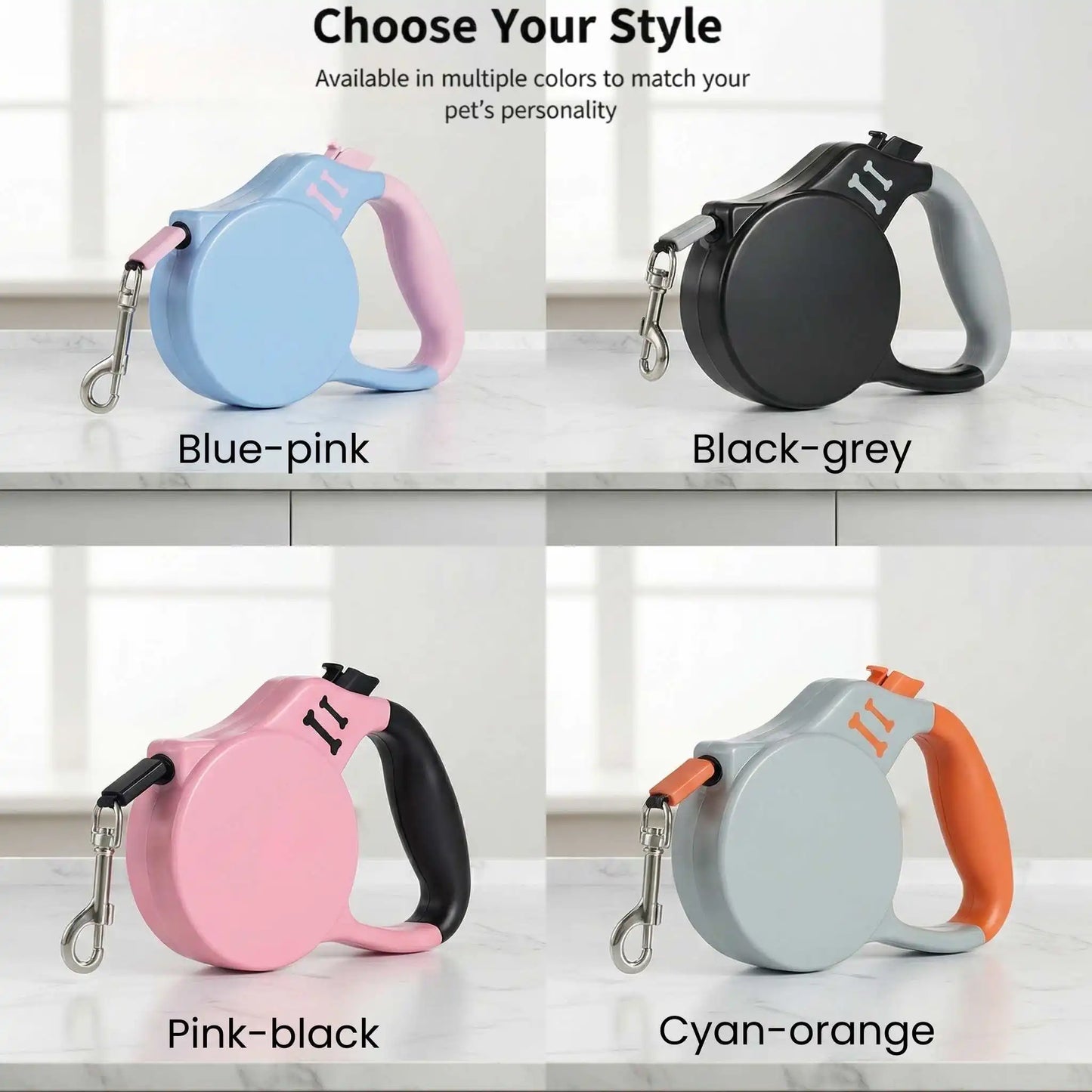 Bayto Automatic Retractable Dog Leash With Comfortable Handle