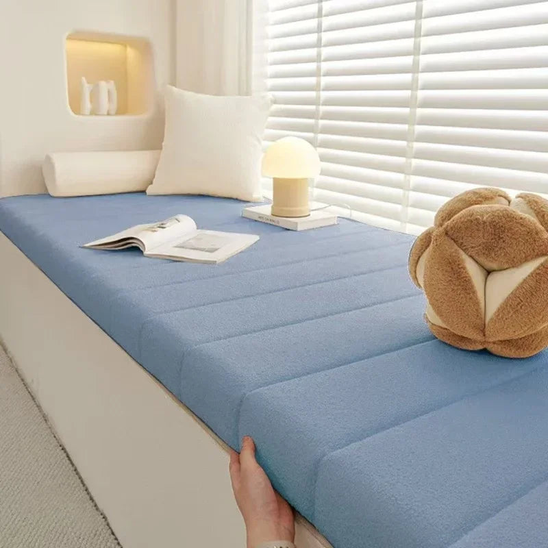 Custom 6cm Long Bench Cushions Teddy velvet Bay Window Chair Seat Long Mattress Padding Seat Pad Decorative Pads Swings
