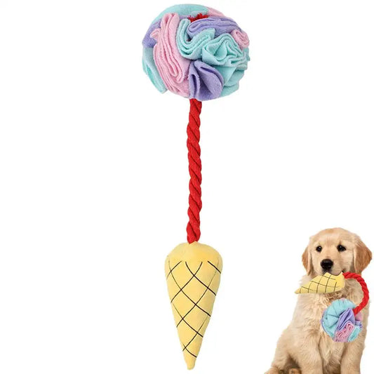 Dog Ice Cream Puzzle Toy Ice Cream Cone Shape Snuffle Toy For Dogs Funny Food Plush Toy Portable Pet Supplies For Small Medium