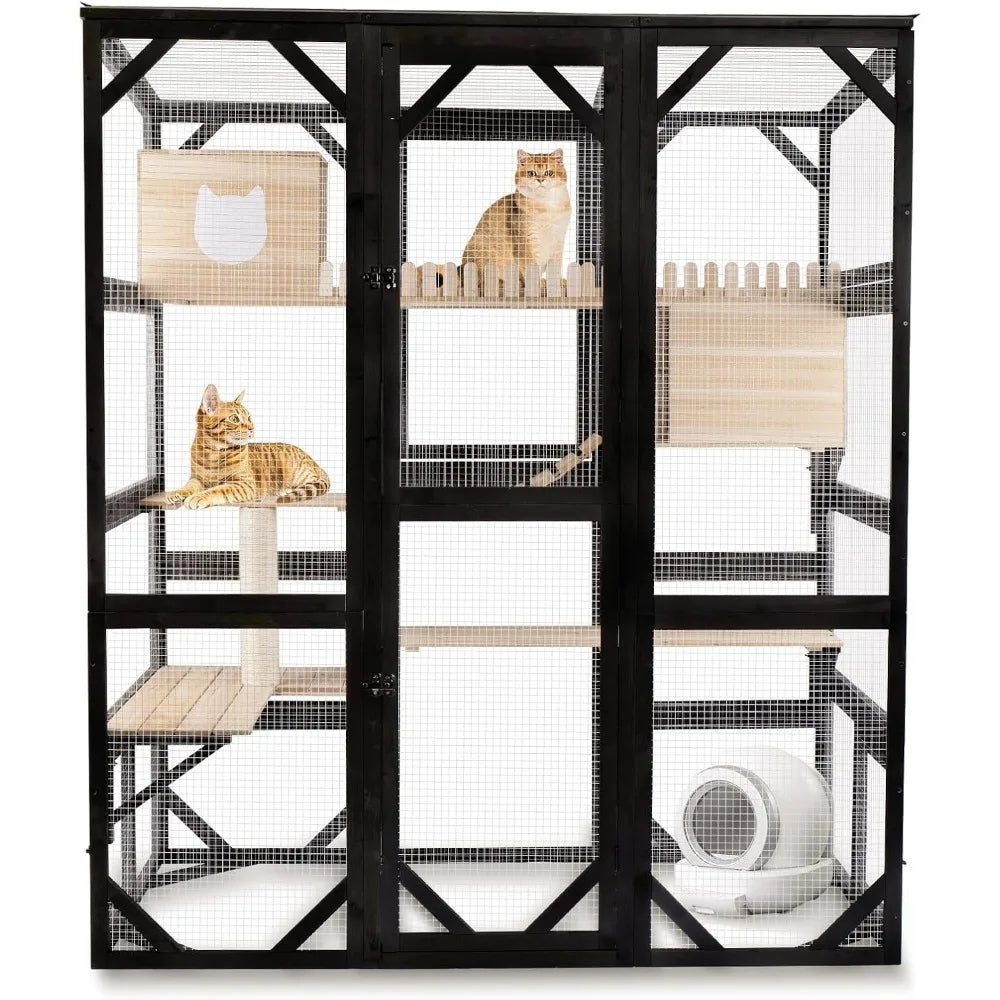 Catio Outdoor Cat Enclosure Walk-In Cat House For Multiple Cats