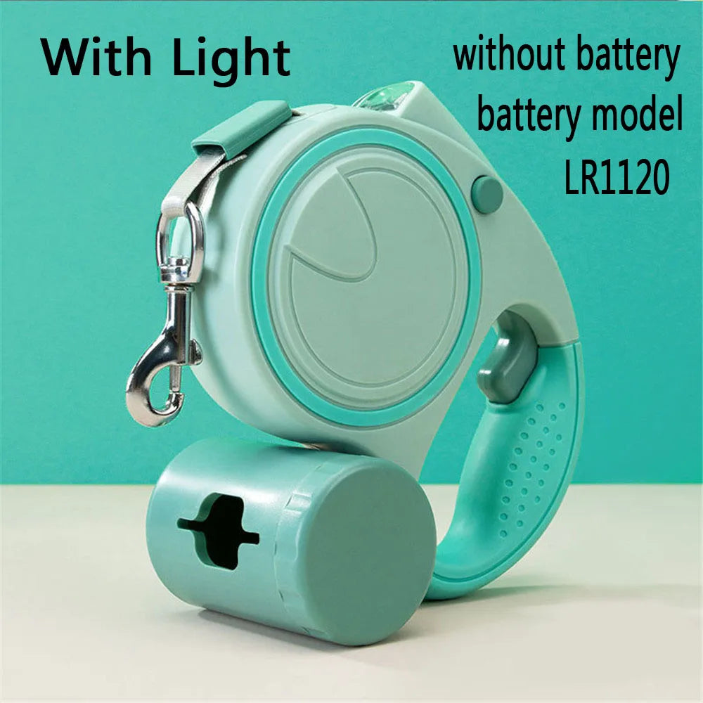 Retractable Dog Leash With Led Lights 5M Nylon Garbage Bag