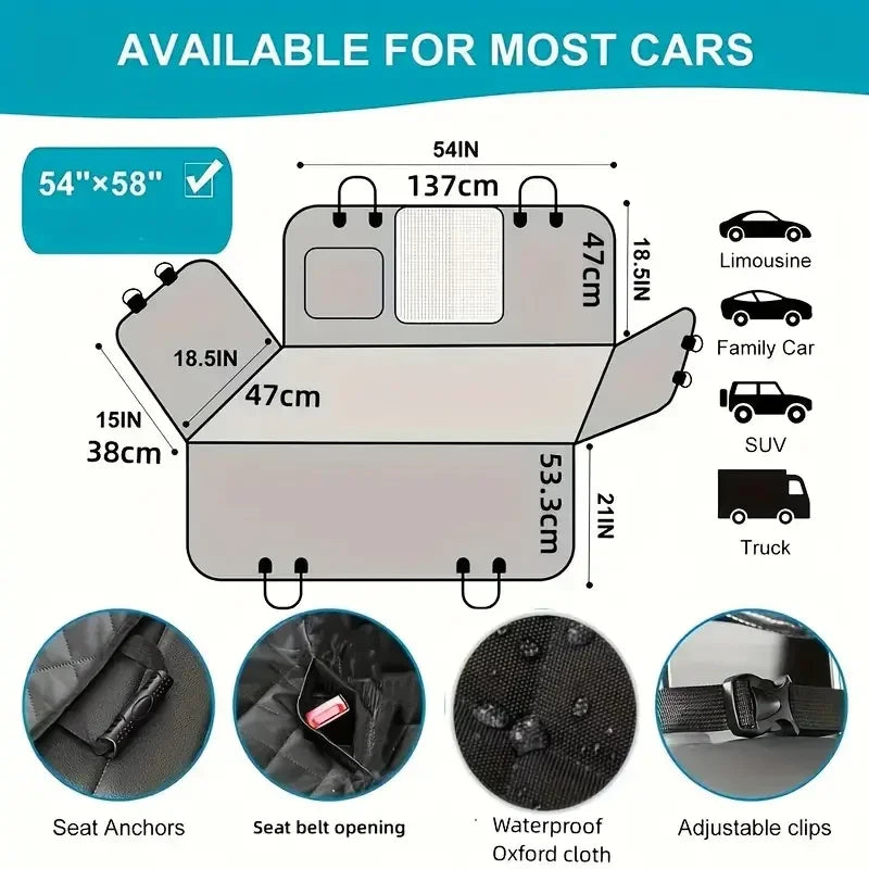 Dog Car Seat Cover Hammock Waterproof Nonslip Scratch Proof