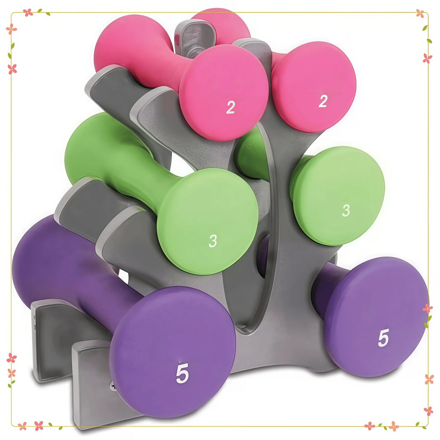 20 lb Hourglass Neoprene Dumbbell Set with A-Frame, Non-Slip Grips for Home Gym and Strength Training