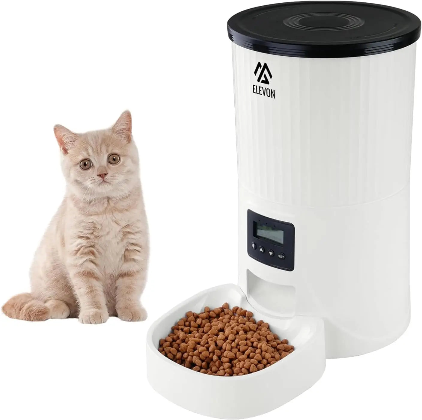 Automatic Pet Feeder With Voice Recorder For Dogs And Cats