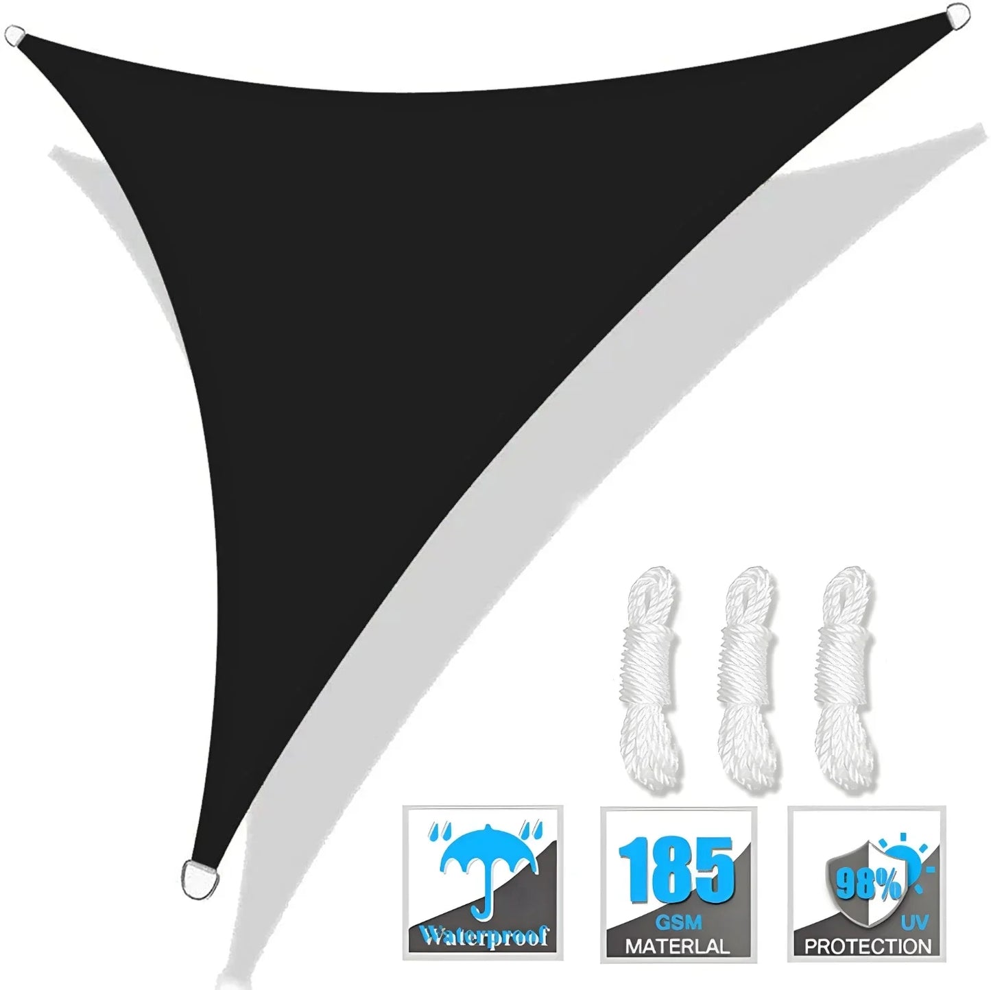 Triangle Sun Shade Sail Canopy UV Block Sunsail With Rope