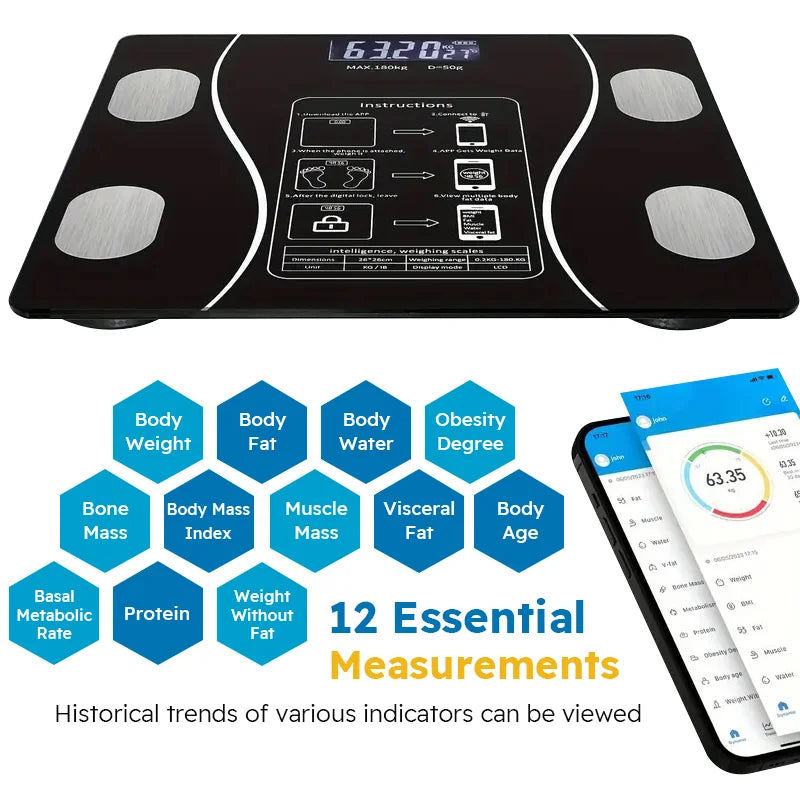 Smart Body Fat Scale Wireless Digital Bathroom With Body Composition