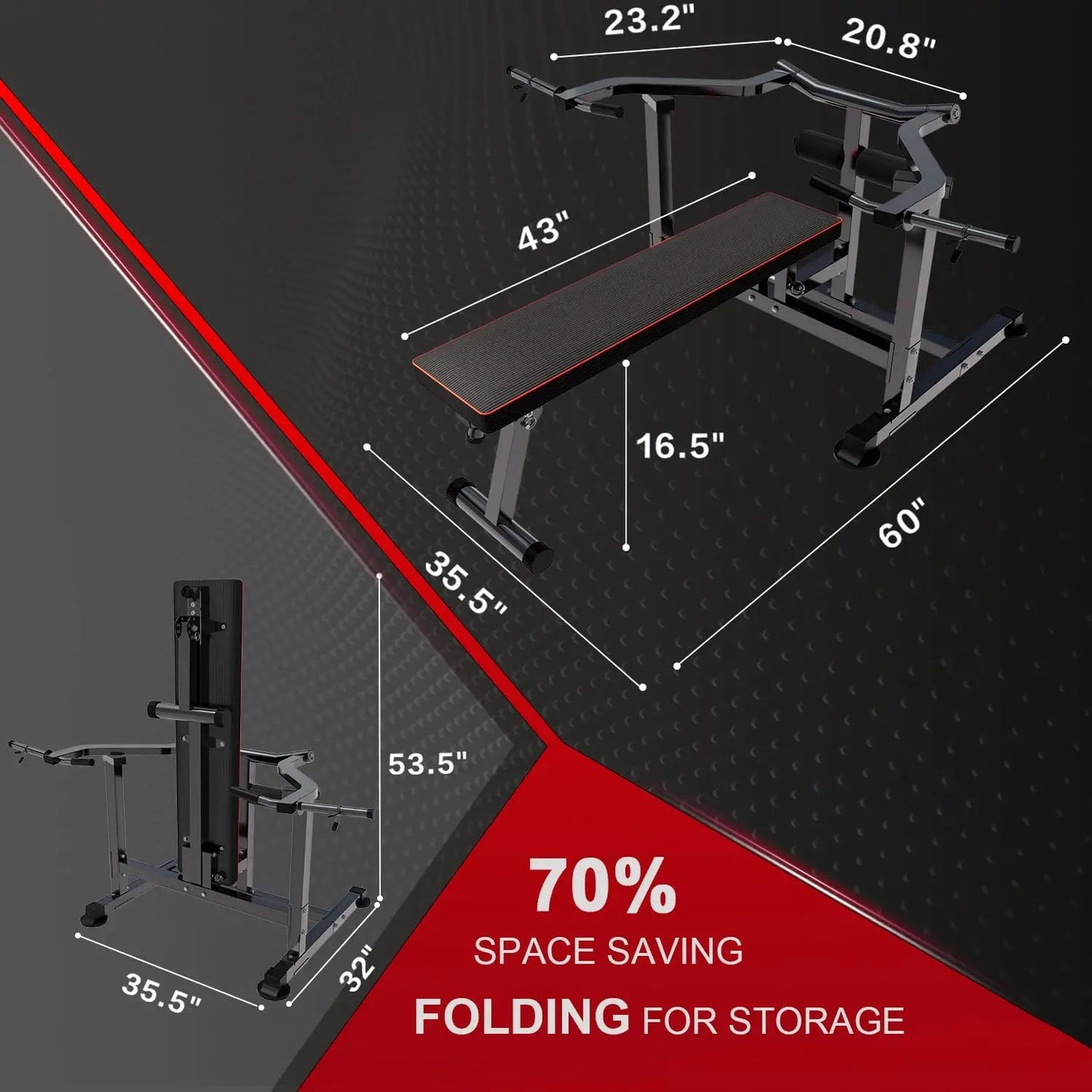 Bench Press Set Chest Press Machine with Independent Converging Arms Adjustable Flat Incline Bench Press with Dumbbell Rack for