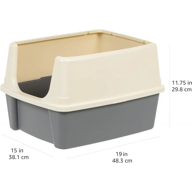 Cat Litter Box With High Sides Open Top And Scoop
