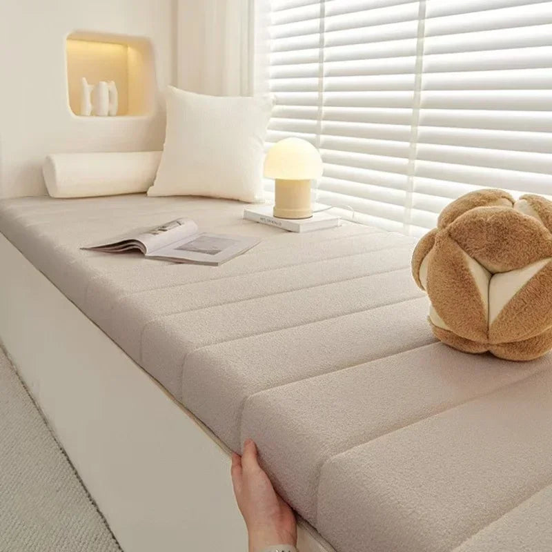 Custom 6cm Long Bench Cushions Teddy velvet Bay Window Chair Seat Long Mattress Padding Seat Pad Decorative Pads Swings