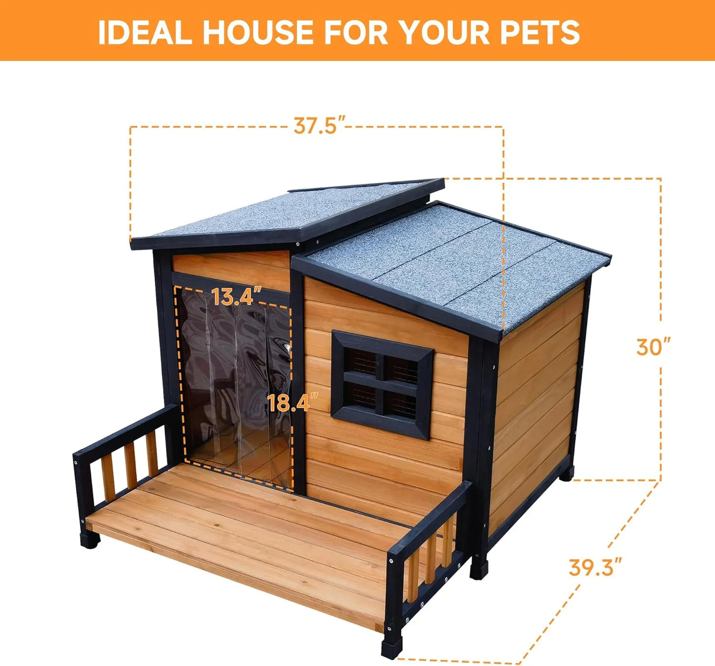 XMSJ Wooden Insulated Indoor Outdoor Dog House Weatherproof Shelter