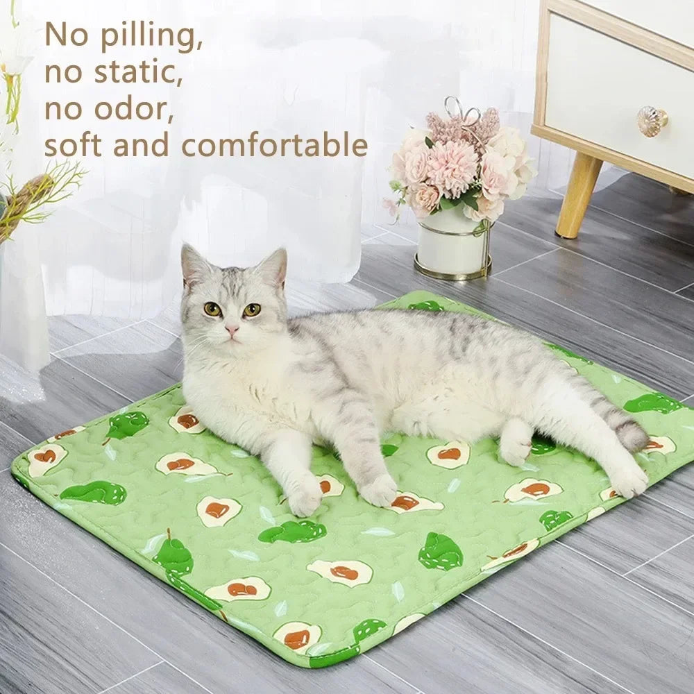 Cooling Ice Silk Pet Bed Mat For Dogs And Cats Moisture Proof