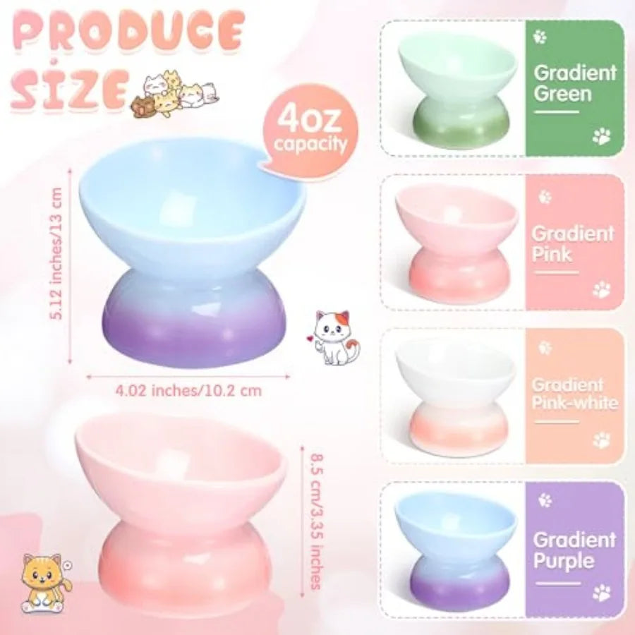 Elevated Tilt Cat Food Bowls For Anti Vomiting Protection