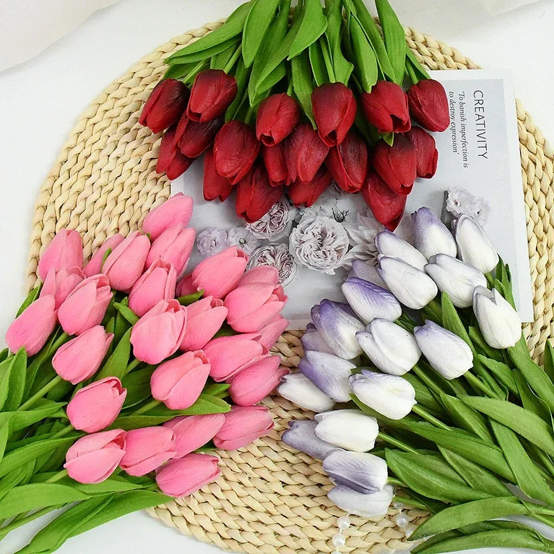 YONGSNOW Tulip Artificial Flowers Real Touch Wedding Bouquet