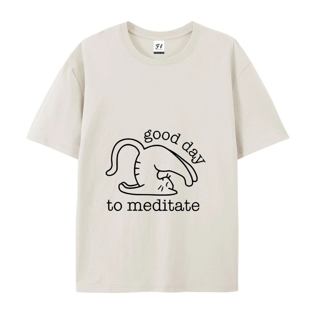 Funny Yoga Cat Yoga High Quality Cotton Harajuku T Shirt Tops Woman Kawaii Adult Tee Tops Tee Shirt Cute Cats Do Yoga Printed