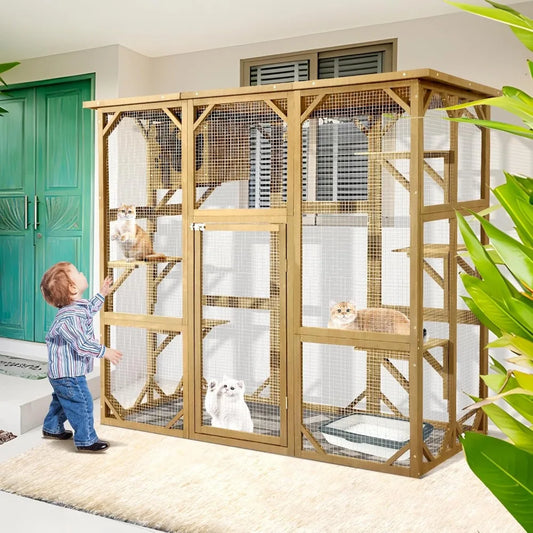 Outdoor Cat House Catio With Entry Door And Six Platforms