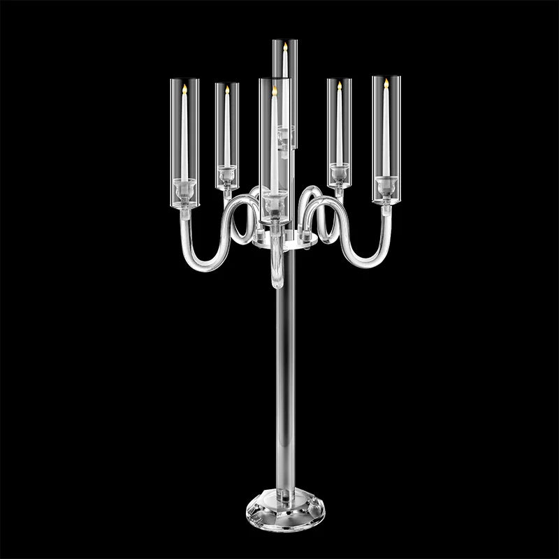 Acrylic Candle Holder Centerpiece Six Arm LED Wedding Decor
