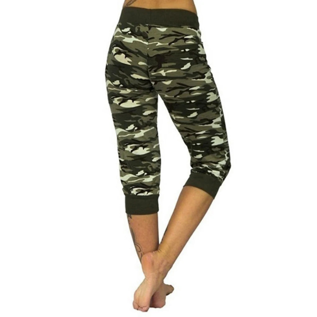 Camouflage Women Yoga Pants Cotton Blend Breathable Adjustable Waist