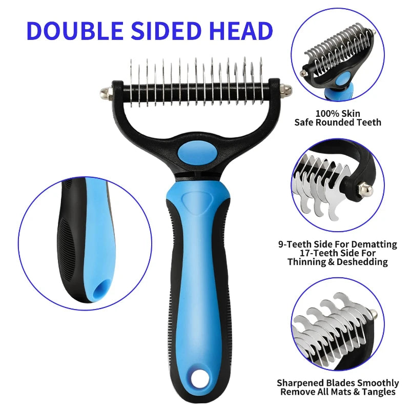 Deshedding Brush for Dogs and Cats Self Cleaning Grooming Tool