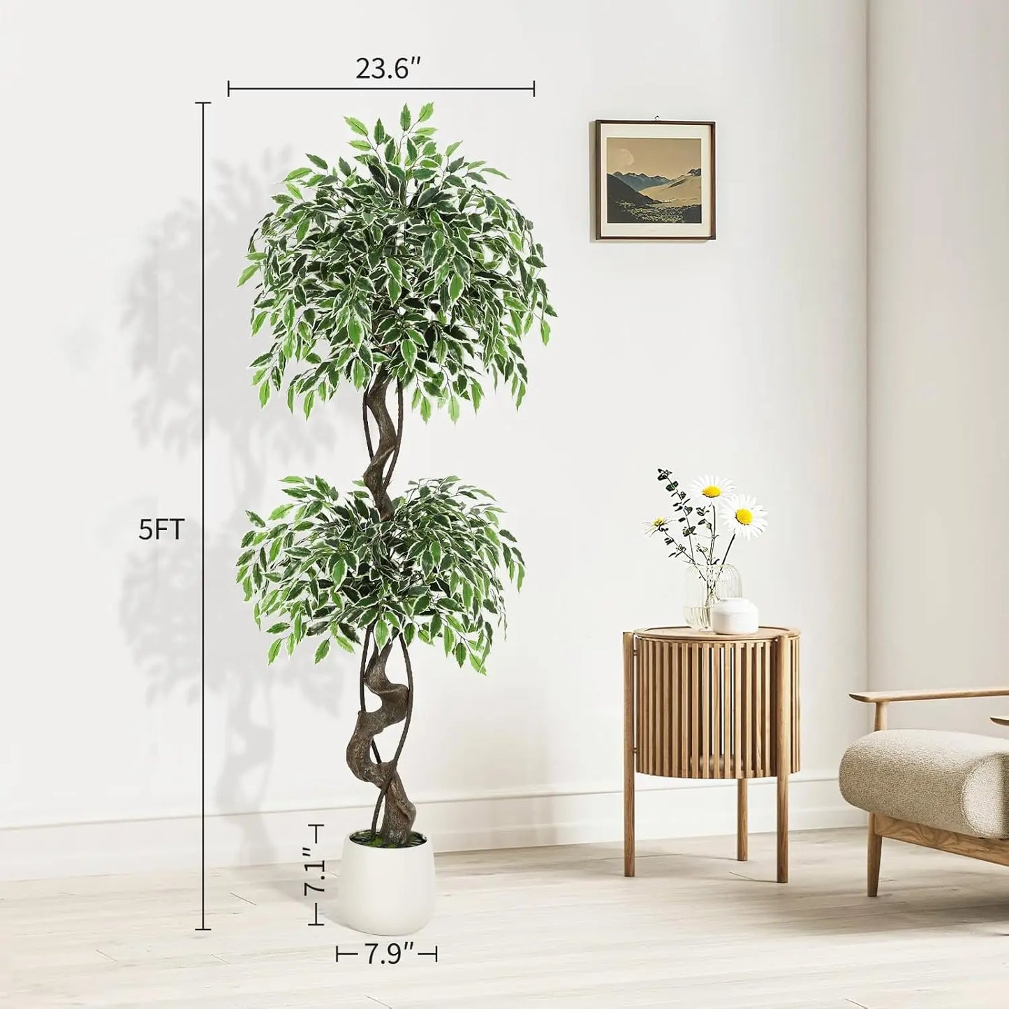 HiMISS Artificial Ficus Tree Indoor Outdoor Faux Plant Decor