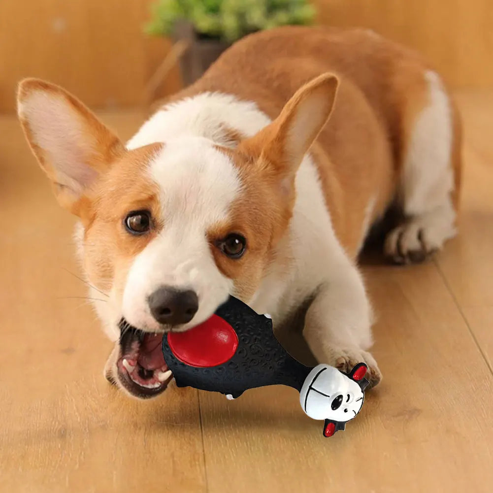 Rubber Dog Chew Toy Squeaky Football Bite Resistant For Aggressive Chewers