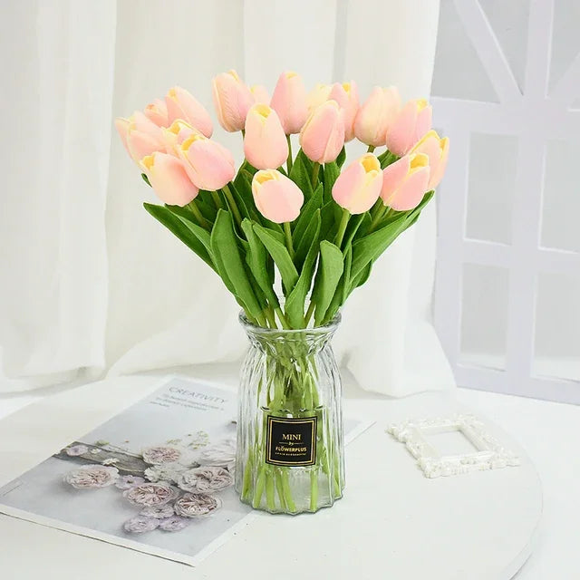 YONGSNOW Tulip Artificial Flowers Real Touch Wedding Bouquet