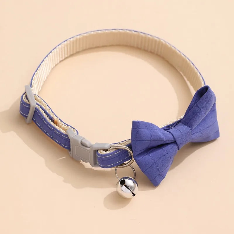 Cat Bow Bell Collar Adjustable Velvet Pet Accessory For Cats