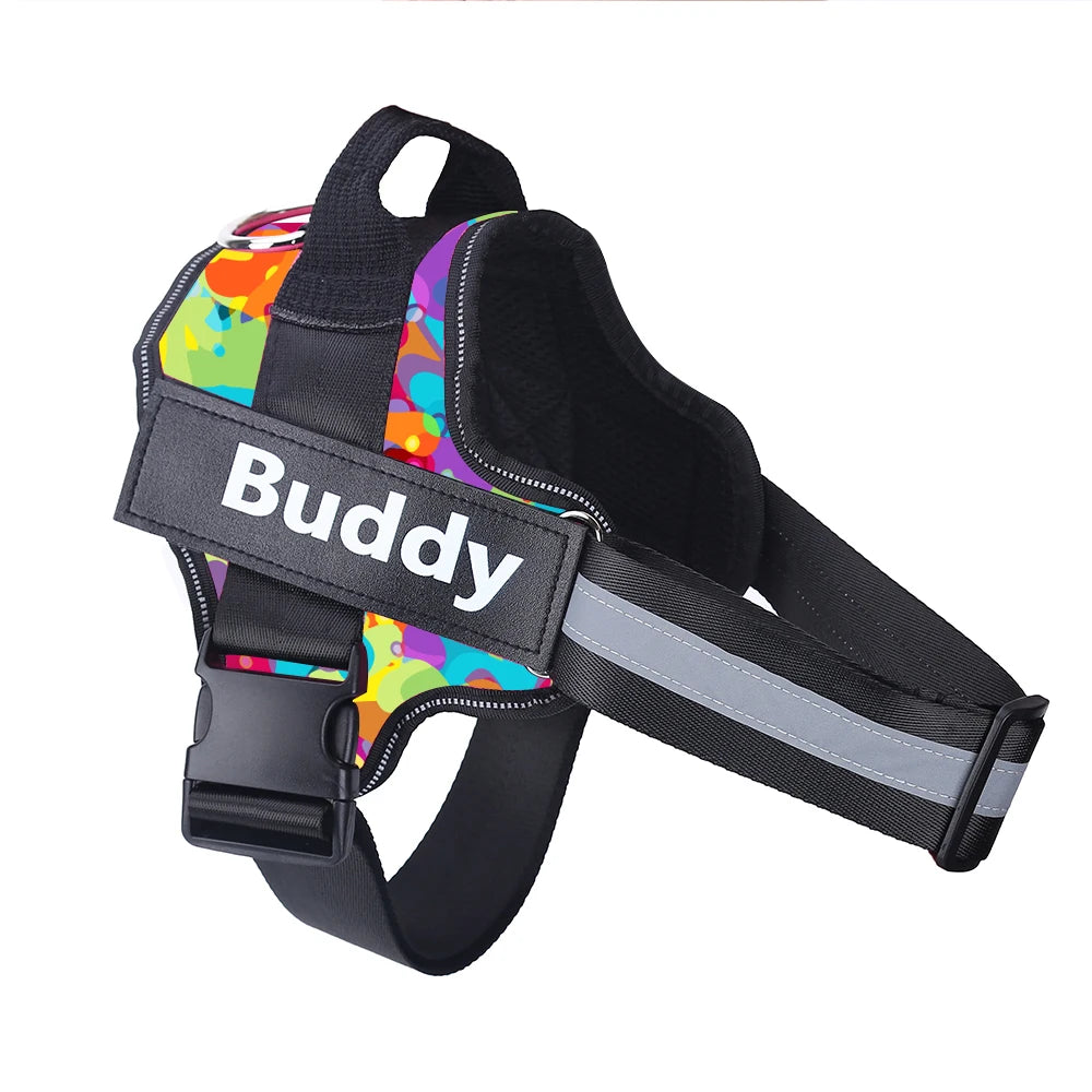 Customized Dog Harness ID Patch Reflective Breathable Adjustable Pet Harness For Dog NO PULL Pet Outdoor Harness Pet Supplies