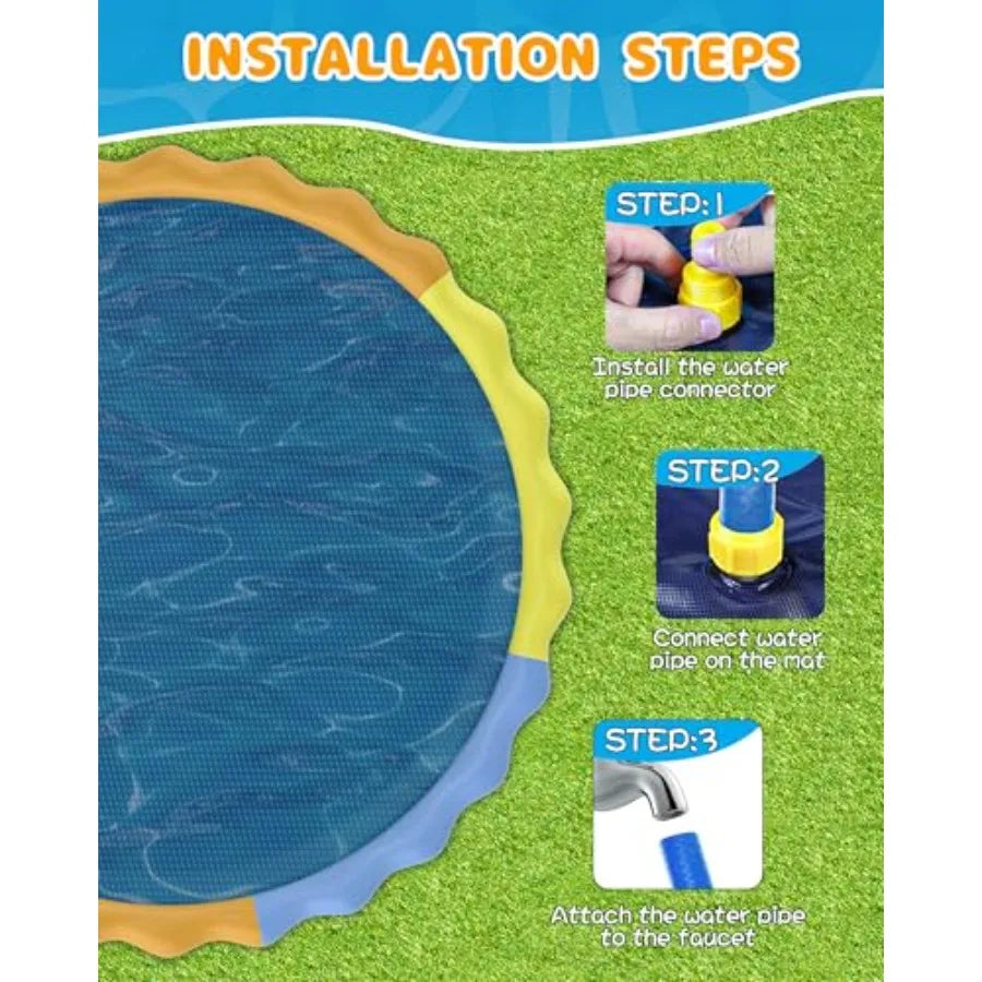 Dog Splash Pad Non Slip Sprinkler Mat For Outdoor Pool