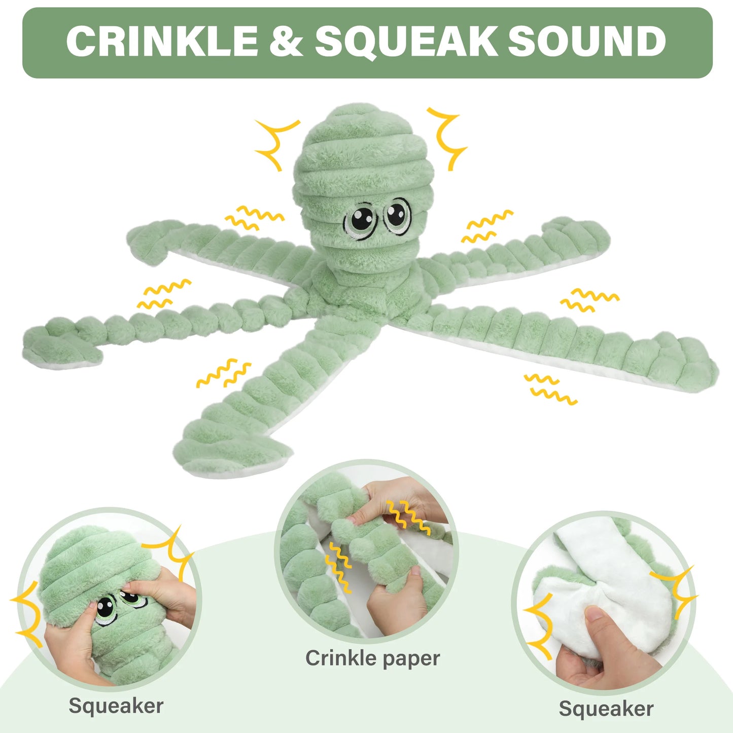 Octopus Design Squeaky Plush Dog Toy Interactive Chew Toy For Small Medium Dogs
