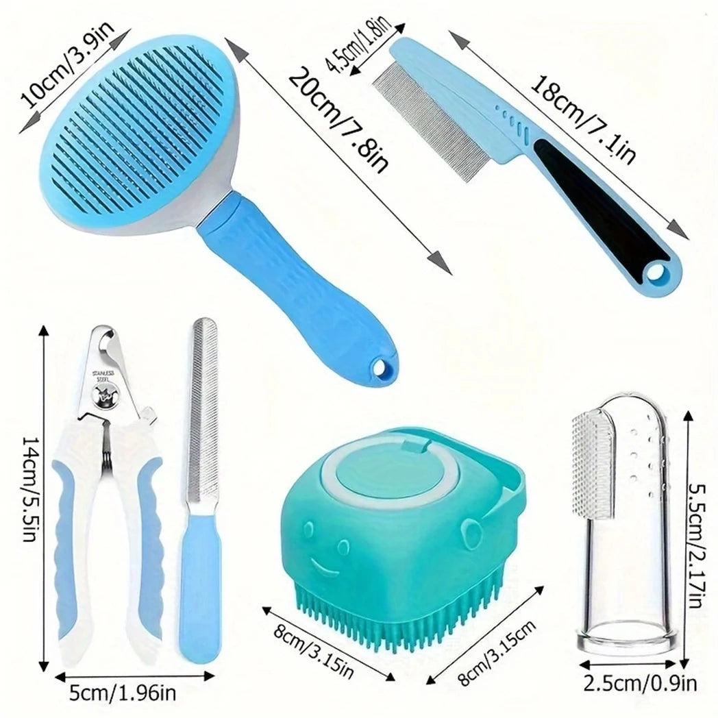 Dog Grooming Set 7 Piece Hair Removal Comb Flea Comb