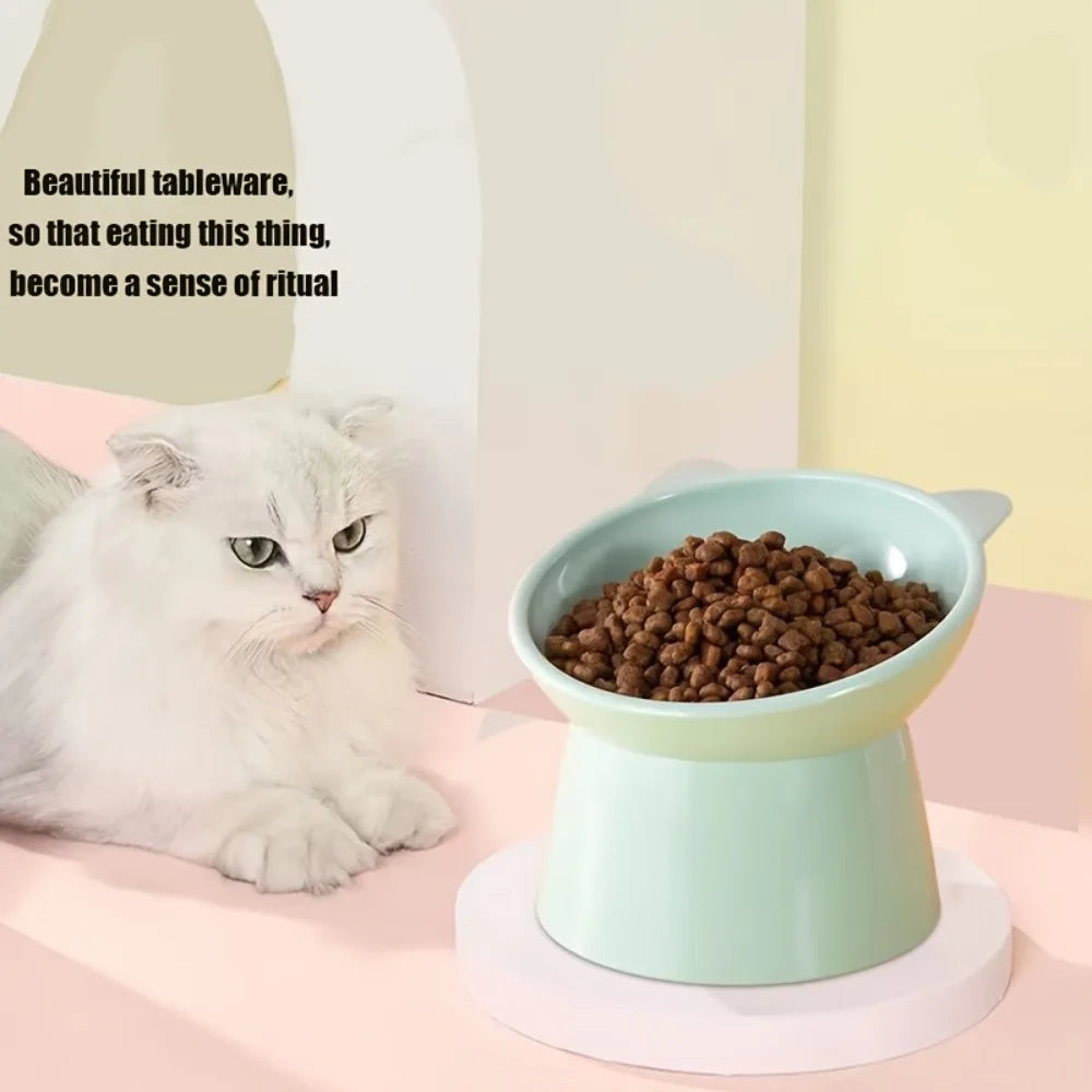 NOVELTY MOON Cat Ear Raised Pet Bowl Elevated Feeder Anti Slip Ergonomic
