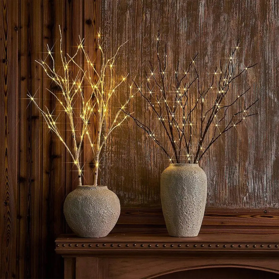 Lighted Brown Branches 32IN 100 LED with Timer Battery Operated, Artificial Tree Branch with Warm,Willow Branch Lights for Home