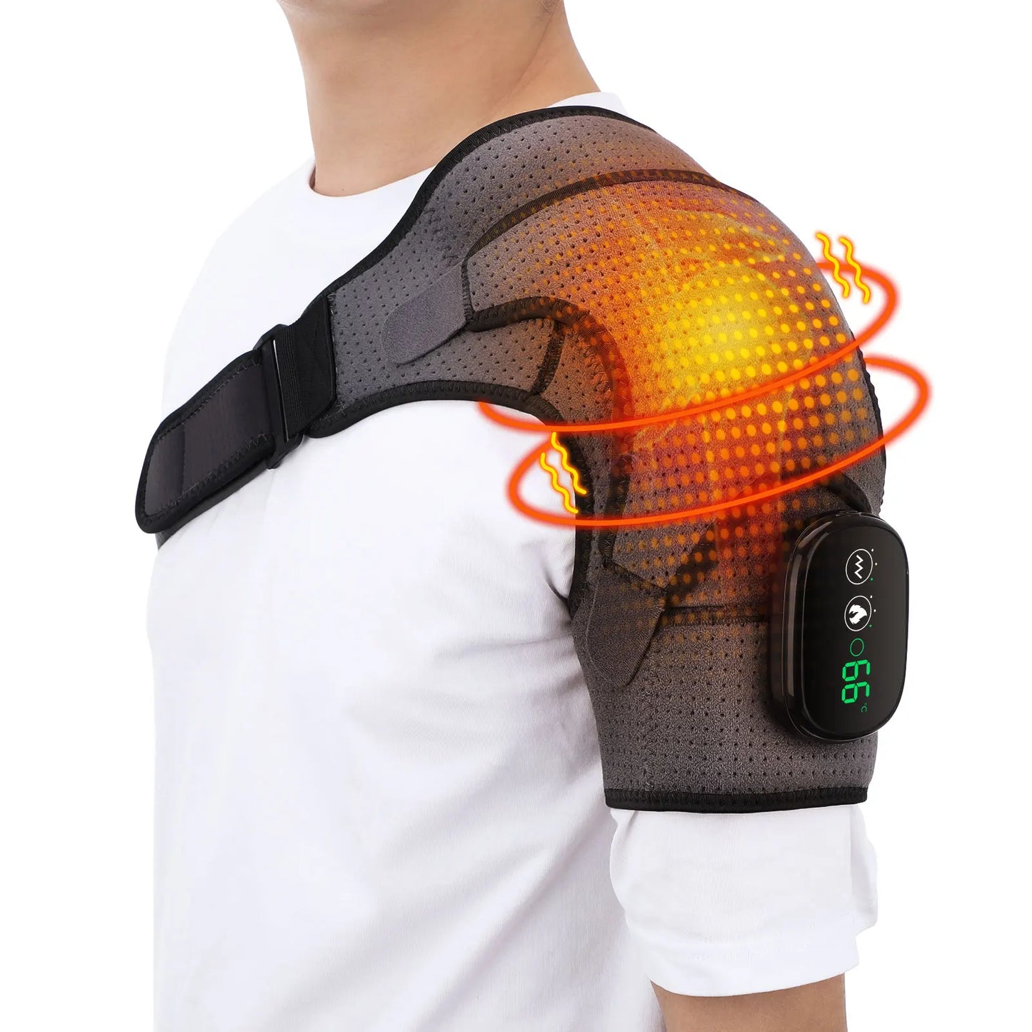 PASTSKY Electric Heating Shoulder Brace With LED Display Vibration Massage