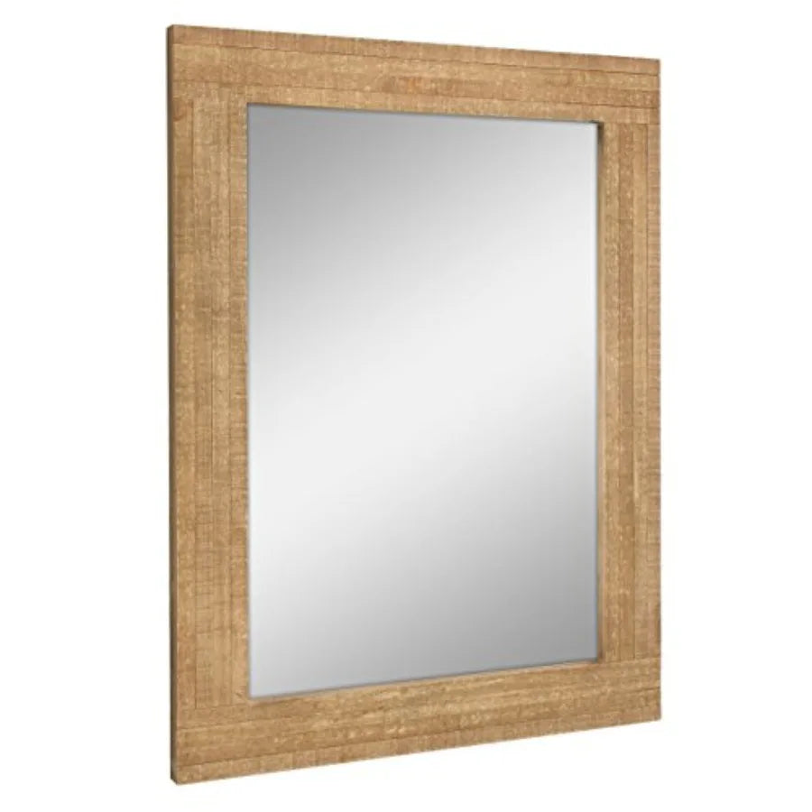 Natural Wood Frame Wall Mirror With Hanging Brackets Rustic Decor
