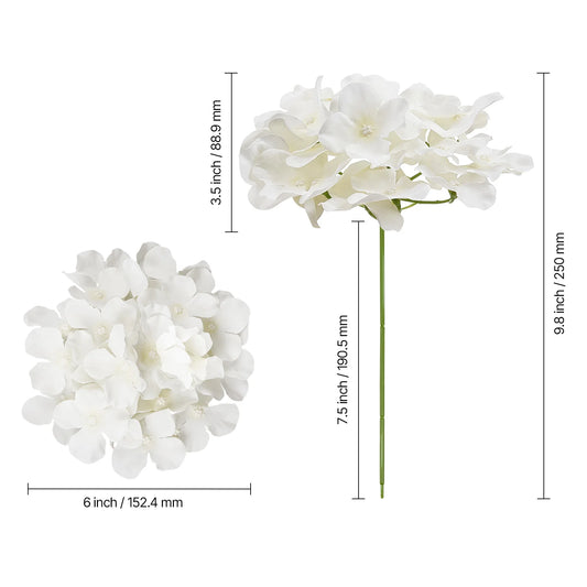 VEVOR Artificial Flowers Real Looking White Silk Fake Hydrangea Bulk White Faux Bridal Shower with Stem for DIY Wedding Bouquets