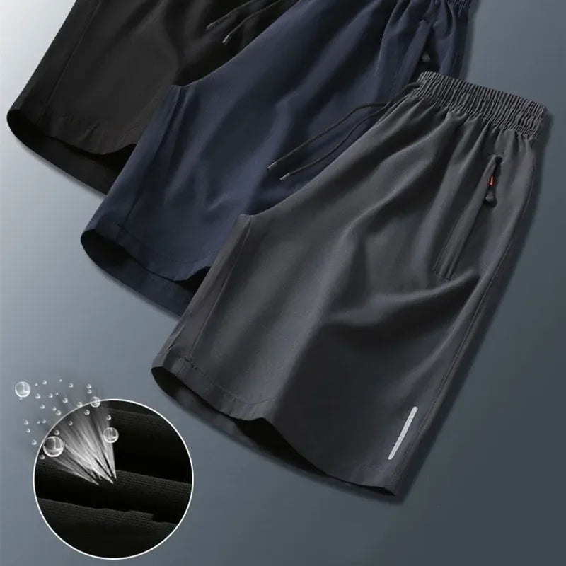 Summer Ice Silk Running Shorts Men Quick Dry Breathable Sportswear