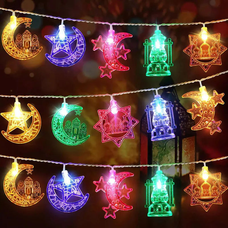 NONECN Eid Mubarak LED Moon Star Castle Lantern String Lights
