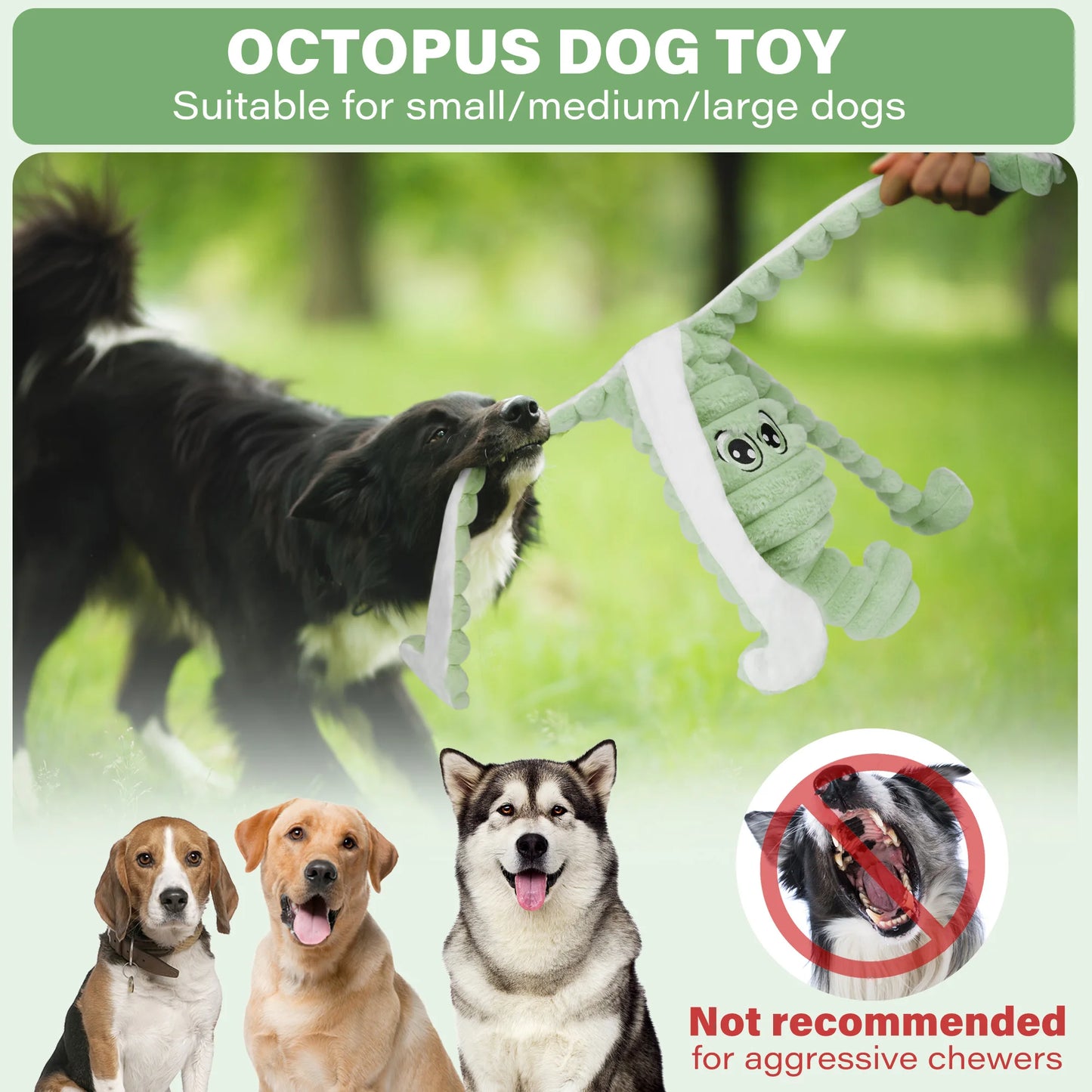 Octopus Design Squeaky Plush Dog Toy Interactive Chew Toy For Small Medium Dogs