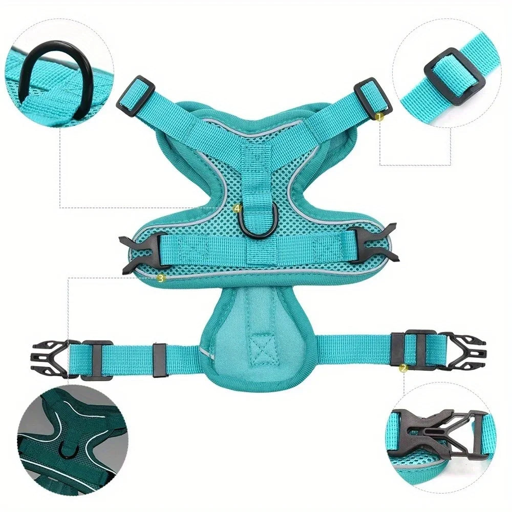 No Pull Dog Harness And Leash Reflective Vest All Weather