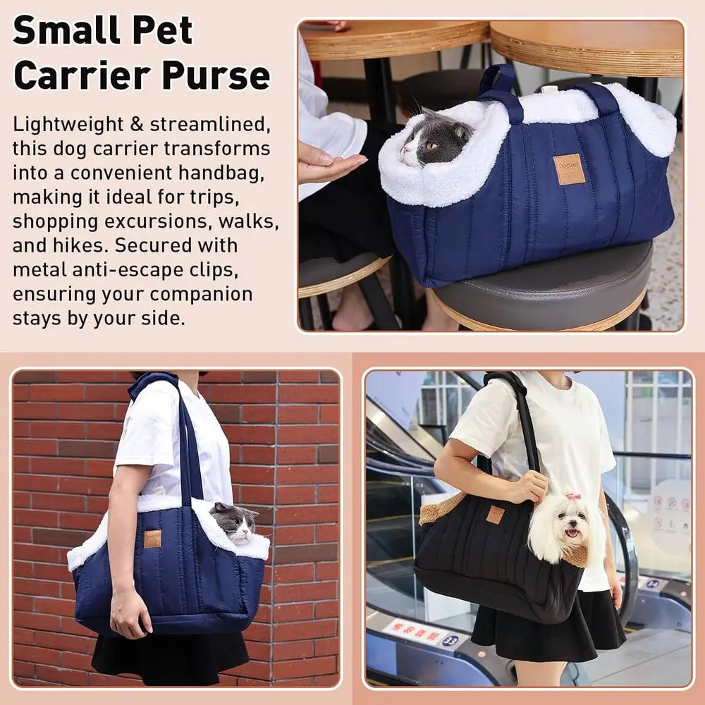 Dog Carrier Purse Winter Fleece Waterproof Pet Tote
