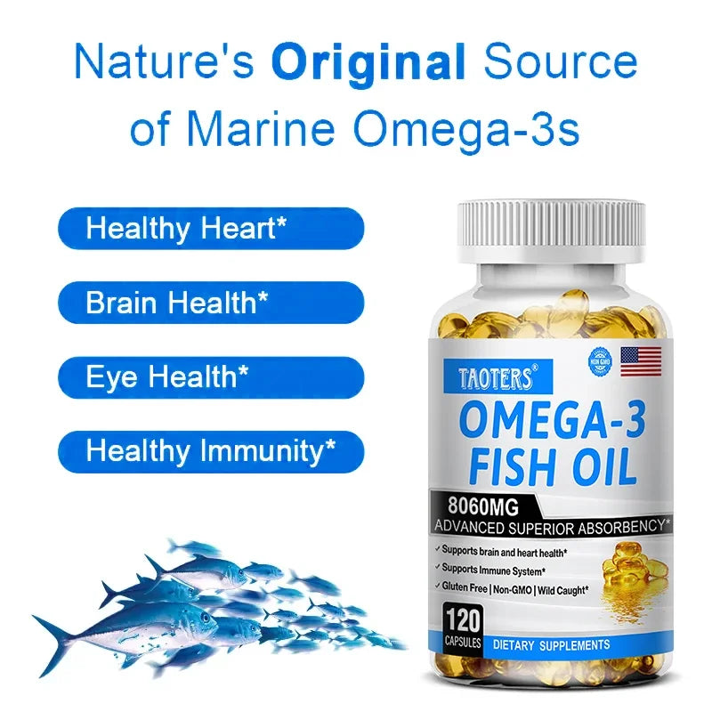 Taoters Fish Oil Omega 3 Supplement For Eyes Joints Skin Brain Immune Health