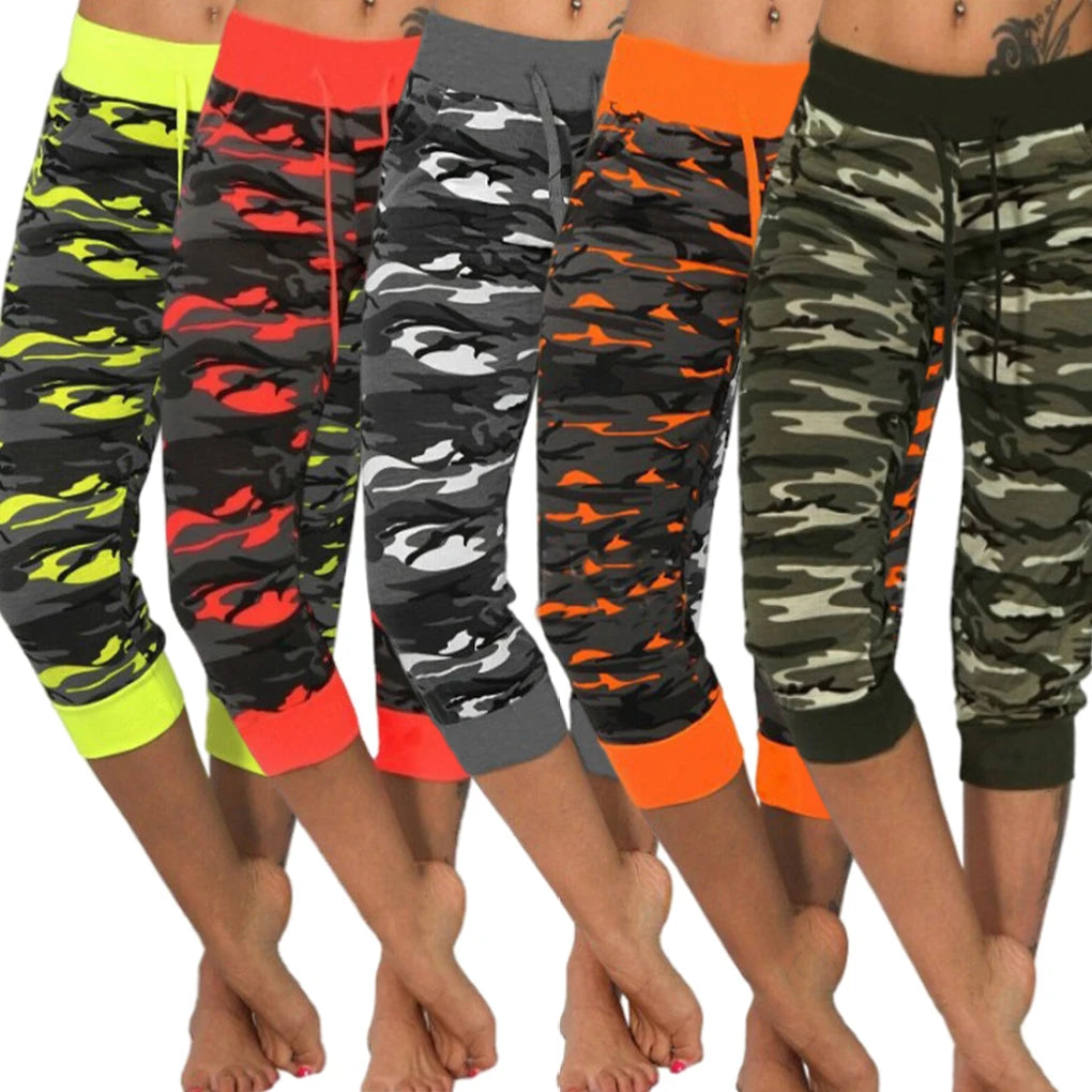 Camouflage Women Yoga Pants Cotton Blend Breathable Adjustable Waist